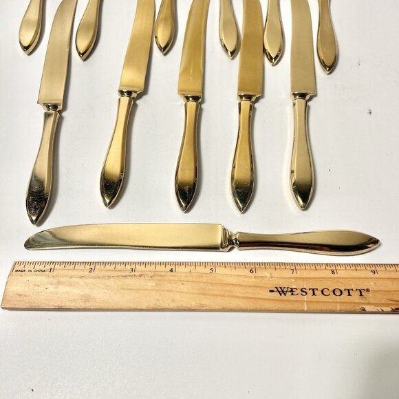 12 Vintage Dirigold Dirilyte Goldware REGAL Flatware 8 5/8" Dinner Knives - Picture 2 of 5